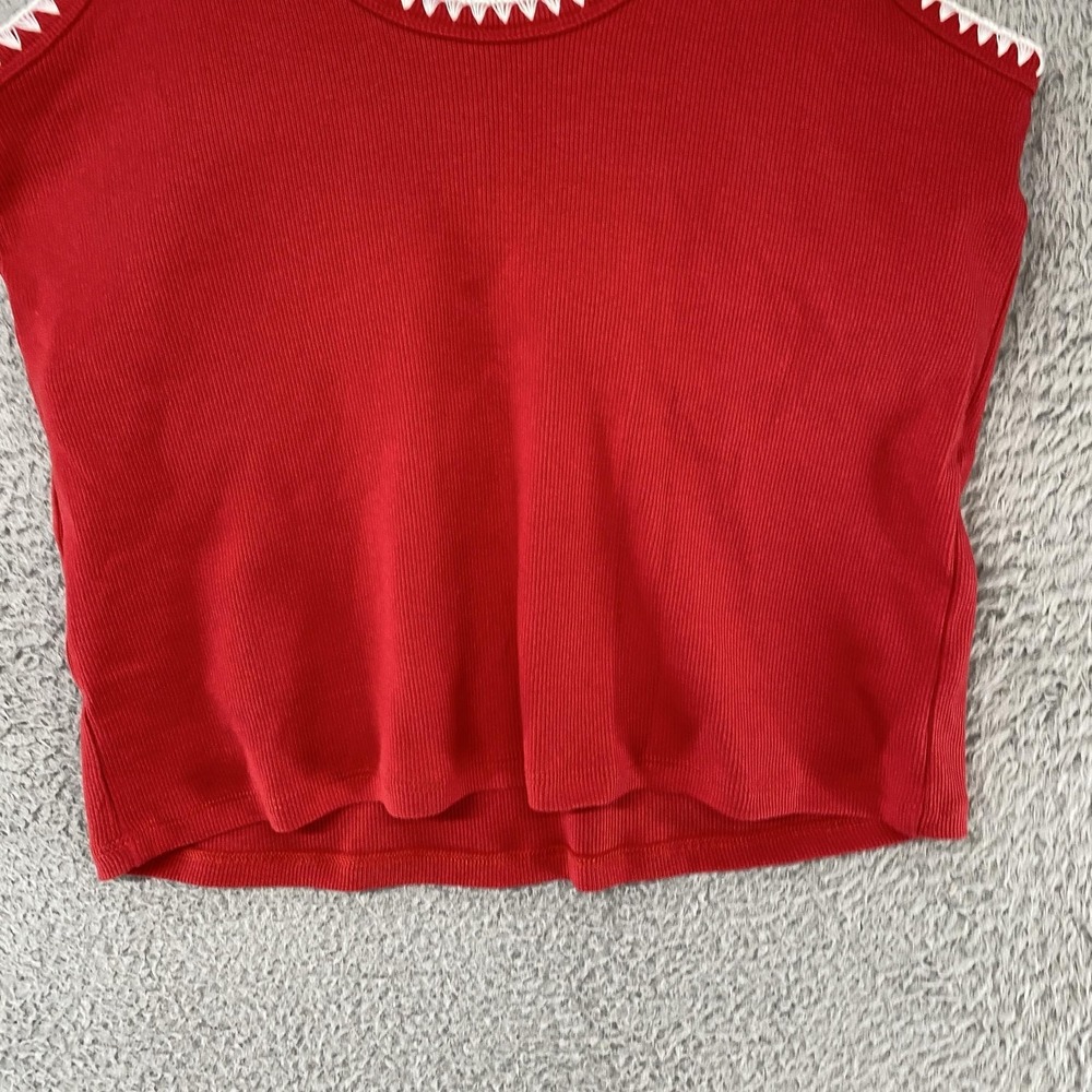 Abercrombie & Fitch Tank Top Womens XL Red Bra-Free Collection Crochet Trim - Picture 11 of 14